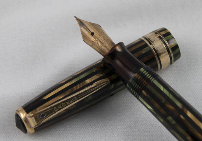 Parker Striped Duofold - Smaller Size - Green-brown-black (Kel2)